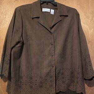 Alfred Dunner - 3/4 Sleeve Western Cowgirl Button Down Blouse - Size 18